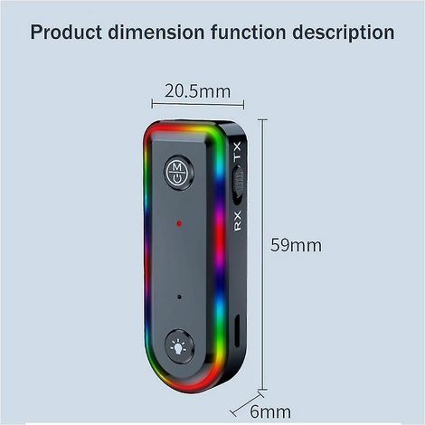 Adaptateur émetteur-récepteur Bluetooth 5.3 sans fil 2 en 1 avec adaptateur 3,5 mm et amplificateur audio pour voiture (1/5)
