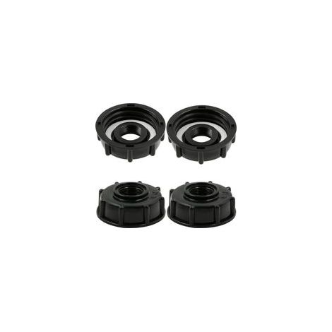 Adaptateur de Réservoir IBC Connecteur - Baril Raccord Tuyau Accessoires Bouchon Conteneur - pour Robinet de Jardin D'adaptateur Cuve Sortie Raccord 3/4 Pouces - 4 Pièces Noir (1/5)