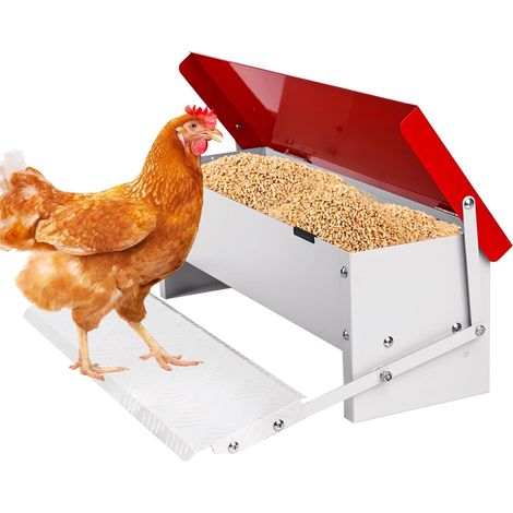 Mangeoire automatique pour poules en acier galvanisé, distributeur de nourriture anti-nuisibles avec pédale, capacité 15 lbs (1/5)