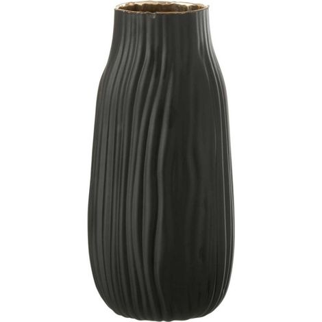 Vase à Rainures en Verre "Louis" 26cm Noir (1/5)