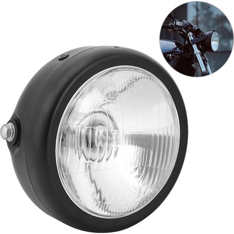 Phare avant moto rond coque alliage noir lentille blanche rétro compatible CG125 GN125 5.75 pouces (1/5)