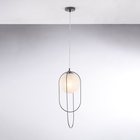 Erik Suspension En Fer Bronzé 1 Lumière Avec Sphère Dm.20 156 D.23 Bl277-S1-Nr