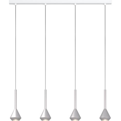 Lampadario Moderno Aygo Metallo Bianco E Alluminio 4 Luci Gu10