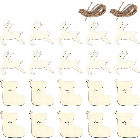 Ornement En Bois - Non Fini - Pour Décoration De Noël Et Projets DIY - 20 Pièces (1/5)