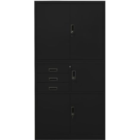 Maison Exclusive - Armario de oficina de acero negro 90x40x180 cm