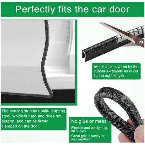 Protection Porte de Voiture 10M Garniture de Voiture Protecteurs de Porte Joint Bord de Tole Protections Bord Portière de Voiture (1/4)