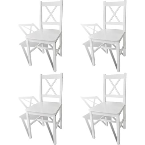 Juego de 4 sillas de cocina comedor de diseño sencillo en madera de pino blanco CDS021232 (1/5)