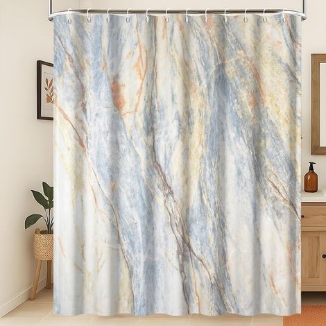 150x200cm Rideau de Douche en marbre Texture Marron Vintage Rideau de Salle de Bain imperméable Luxe Moderne Esthétique Artistique Lavable Résistant à la moisissure Tissu décoratif (1/5)