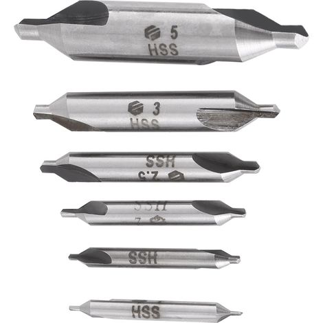 6 pièces Forets à Centrer HSS 60° - Tailles 1, 1.5, 2, 2.5, 3, 5mm - Kit de Perçage de Précision (1/5)
