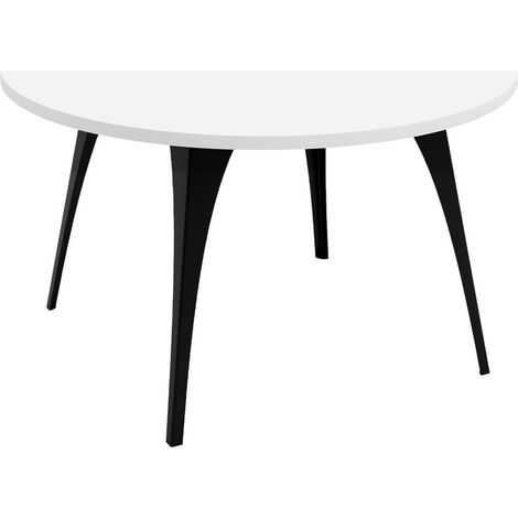 Mesa de centro Oswego 126, Blanco, 45x0x0cm, Diámetro: 75, Aglomerado laminado, Redonda