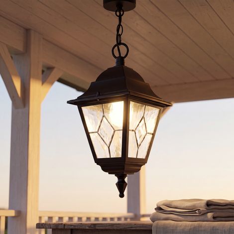 Pendelleuchte außen Schwarz Rustikal E27 IP43 Laterne Außenlampe (1/5)