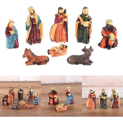 Figurines miniatures de crèche de Noël, ornement, cadeau d'église, décorations pour la maison (1/4)
