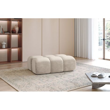 Polsterhocker Designerhocker DARCY 128x85 cm in Stoff Salvador Beige (1/2)
