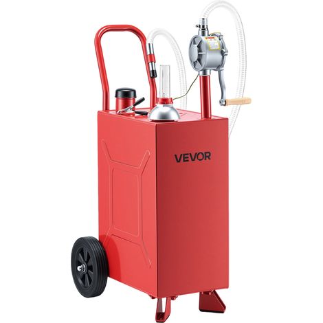 VEVOR 56,8L Kraftstofftrolley Mobile Tankanlage mit Manueller Pumpe Rot, Kohlenstoffstahl, Mit 2 Rollen & 3m Förderschlauch, Max. 17,8L/min Durchfluss, Benzin & Diesel, Ideal für ATV UTV Motorrad (1/5)