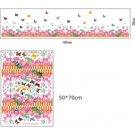 Décor mural adhésif autocollant motif fleurs et feuilles vertes, fond de mur salon chambre, décalque décoratif AY56B (1/3)