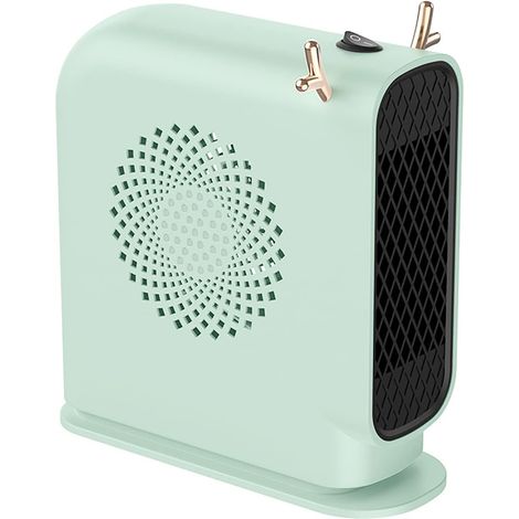 Mini radiateur monobloc, radiateur soufflant portable, radiateur électrique silencieux à économie d'énergie, protection contre la surchauffe, pour bureau à domicile (vert) - 26 x 24,5 x 9,5 cm (1/2)