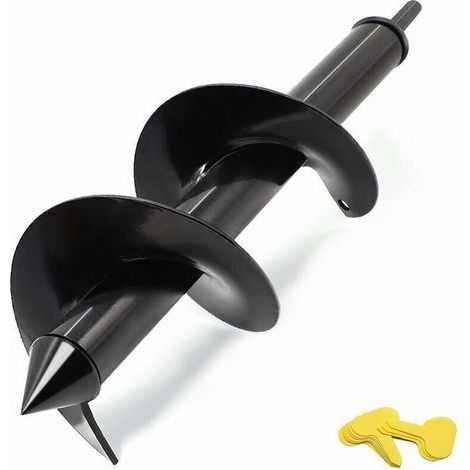 Erdbohrer 10 cm x 30 cm für Gartenpflanzen, Blumenzwiebeln, Schnellbohrer, Erdbohrer für Pfosten oder Sonnenschirme (passend für 3/8"-Sechskantantrieb) (1/5)