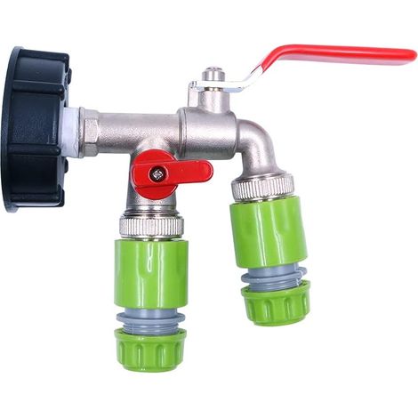 Adaptateur pour réservoir IBC Adaptateur pour vidange de réservoir Totte IBC S60X6 Raccord pour robinet IBC avec valve de 12 mm Raccord rapide pour tuyau flexible (1/5)