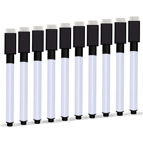 Feutre Tableau Blanc Effacable 10 Pièces Marqueur Tableau Blanc Effacable Magnetique Faible Odeur Feutre Ardoise, Stylo Noir une Ldéal pour Maison Bureau ou L'école (1/5)