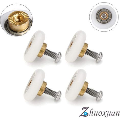 Lot de 4 roulettes de rechange pour porte de douche - 19 mm - Avec vis M4 - Diamètre : 19 mm