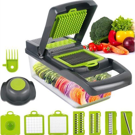 Coupe-Légumes 15-en-1 Râpe à Légumes Multifonction Hachoir à Pommes de Terre et Radis pour Cuisine Domestique (1/5)