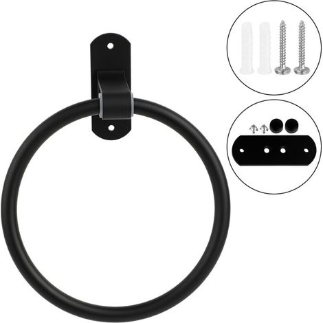 Porte-serviettes rond noir moderne, support mural pour salle de bain Ugreat (1/5)