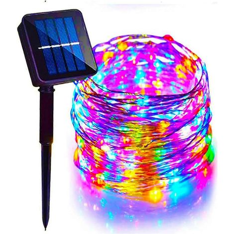 Guirlande lumineuse solaire féérique (lot de 4) 400 LED étanche couleur cuivre 40 m multicolore (1/5)