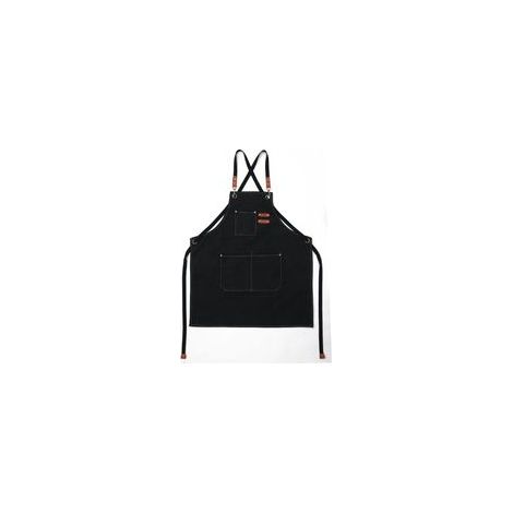 Delantal de cocina para hombre (negro), de lona con 3 bolsillos, impermeable y ajustable, para barbacoas, restaurantes, jardinería, carpintería, 78 x 68 cm - Crezuo