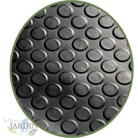 GUMMIBODENBELAG 1,2 x 10 m, Kreise 3 mm. Geeignet für belebte und stark frequentierte Orte. Rutschfeste Oberfläche und einfache