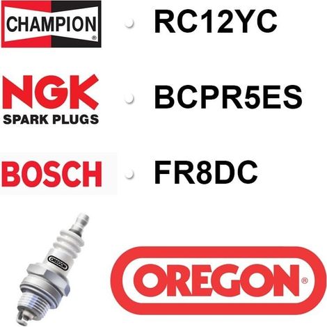 Bougie OREGON - CHAMPION rc12yc NGK bcpr5es BOSCH fr8dc (1/2)
