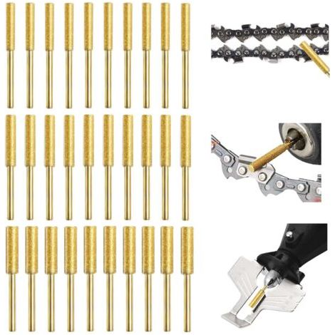 30 Piezas Lime à Pierre pour Scie Chaîne,Gabarit Affutage Chaine,Haute Dureté Diamant Tronçonneuse,Fraise Affûtage,4.0mm/4.8mm/5.5mm - (1/5)
