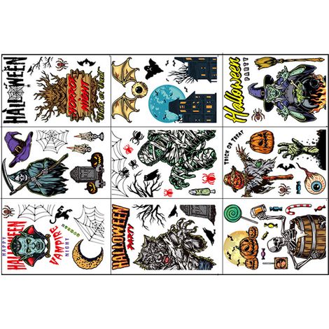 Decal Halloween - Adhésif Fenêtre Sans Résidu - Pour Vitre Porte Carrelage Lisse - Lot de 12 (1/5)