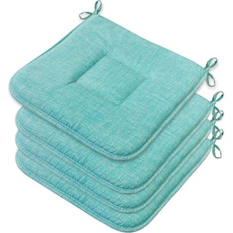 Set 4 Cuscini Sedia Cotone Morbidi Lavabili Universali Coprisedia Cucina Colore Pastello - Turchese