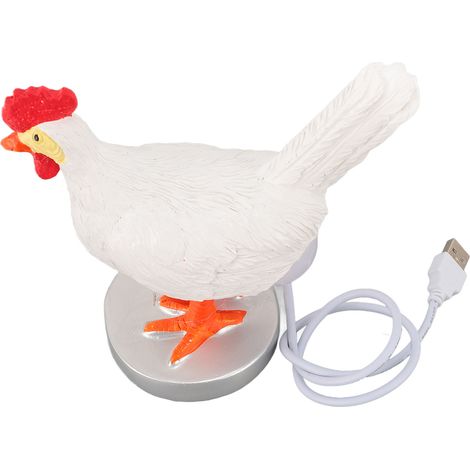 Lampe œuf de poule 3D, veilleuse œuf de poule lumineux en résine réaliste avec port USB, blanc (1/5)