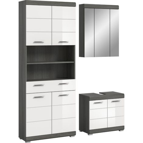 Scout ensemble de meubles de salle de bains S50 blanc brillant, gris. (1/5)