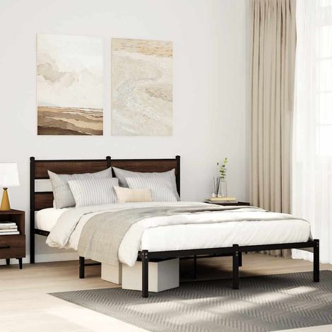 Bettgestell ohne Matratze mit Kopfteil Braun Eiche 150x200 cm (1/5)