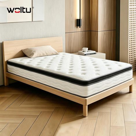WOLTU Materasso in Molle Insacchettate 90x200cm Alto 24cm H3 Ergonomico Traspirante Bianco