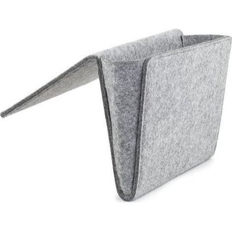 Sac de rangement en feutre pour lit et canapé - Gris - 20 x 21 cm - Rangement télécommande et petits objets (1/3)