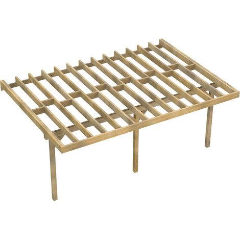 Structure Terrasse Bois Pilotis Adossee en Kit - 6x4,20m - Solives + Poteaux - Sapin Traité Autoclave