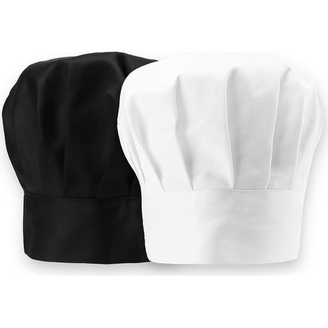 2pcs Bonnet De Cuisinier, Toque De Cuisinier, Toque De Chef Classique Avec Filet À Cheveux, Idéal Pour La Cuisine, La Pâtisserie Et Les Événements Professionnels, Disponible En Noir Et Blanc (1/5)