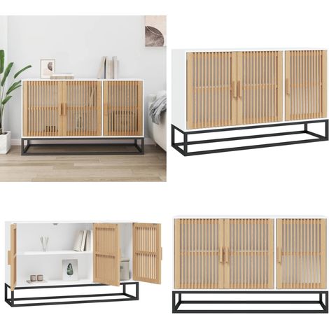 Sideboard Weiß 105x30x65 cm Holzwerkstoff - Schreibtisch - Wohnzimmermöbel - Sideboard - Regal - Eiche - Home & Living (1/5)