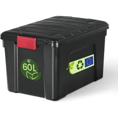 Iris Ohyama, Contenitore in plastica resistente, 60L, singolo, nero, SIA-60