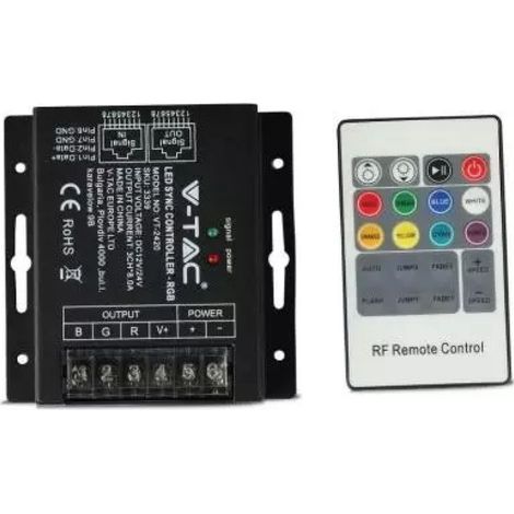 V-TAC VT-2420 Controller dimmer SYNC connessione RJ45 per strip LED RGB con telecomando - SKU 3339