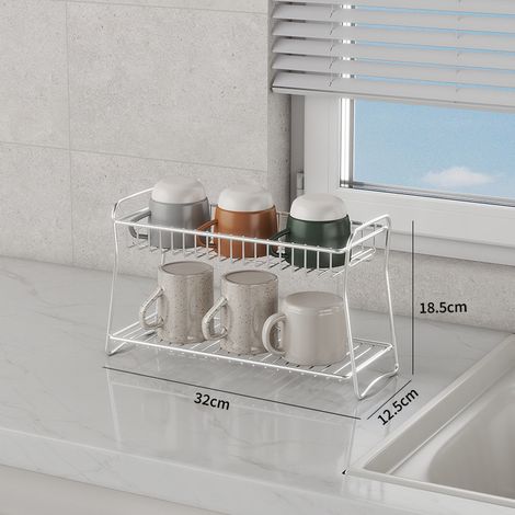 Scaffale organizzativo in acciaio inossidabile – 3 o 4 livelli, con vaschetta di scolo, per utensili di cucina, bicchieri, bottiglie e accessori – Ideale per bancone, piano di lavoro o pavimento – Des