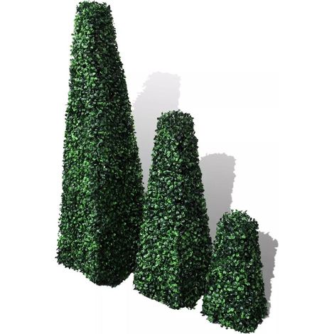 Lotto di 3 bossi artificiali a forma di piramide DEC022064