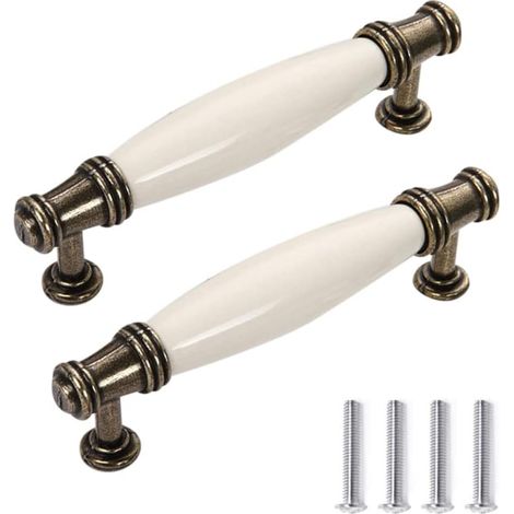 Poignées de meubles vintage en céramique, pour armoires, commodes, tiroirs, portes, 96 mm