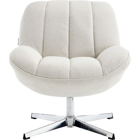 Fauteuil pivotant en tissu texturé beige VOLABO (1/4)
