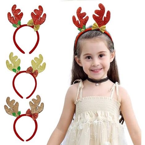 Cerchietto con orecchie da renna per bambini, 3 pezzi