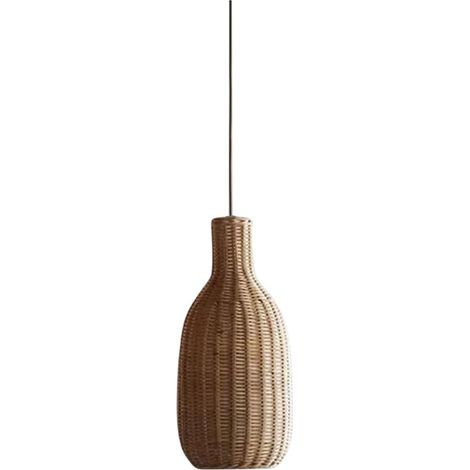 Rotin Lustre Abat-Jour Décoratif Plafonnier Suspension Pour Couloir 17x17x158cm Marron (1/5)