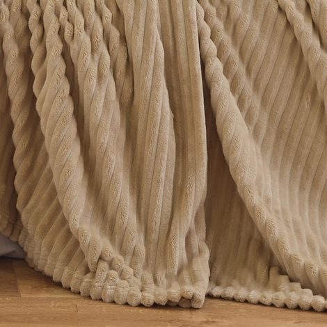 Couverture polaire  -  - Effet côtelé 3D Sable 240x260 cm